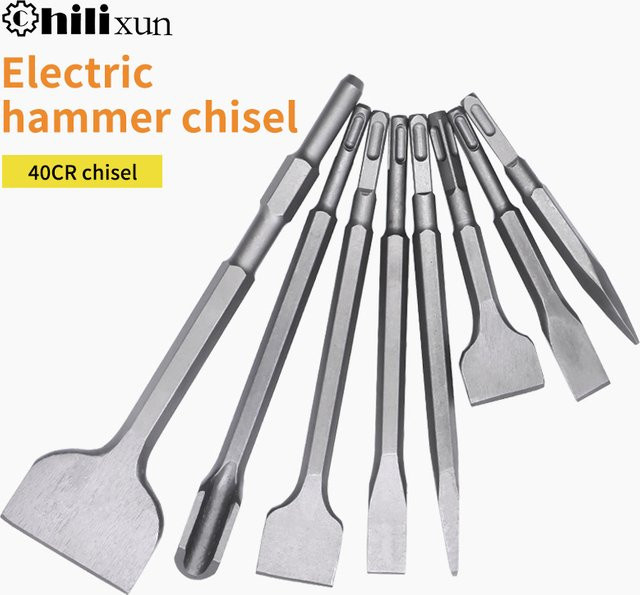 HILIXUN SDS Plus Flachmeißel in Silber für Mauerwerk, Beton und Stein - Bild 1
