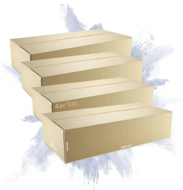 PROREGAL 4er Set Versandkarton aus Wellpappe, Braun, B: 120 cm, T: 60 cm, H: 31 cm, belastbar bis 30 kg - Bild 1