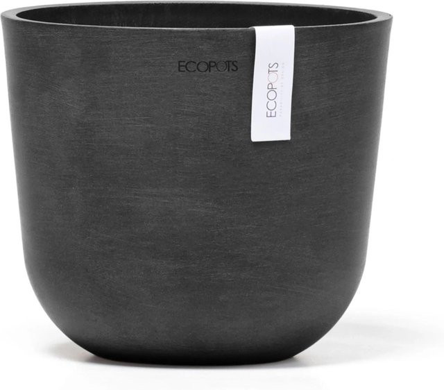 Ecopots Pflanztopf Oslo Mini Dunkelgrau in skandinavischem Design, runde Form, Höhe: 19 cm, Breite: 16,5 cm - Bild 1