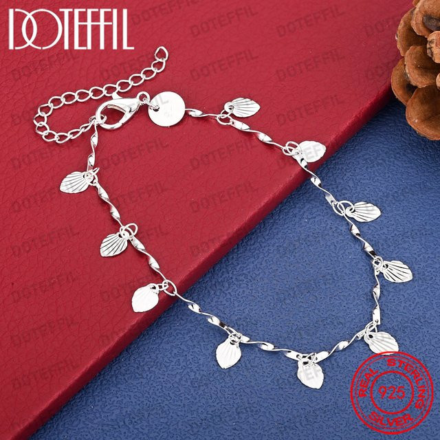 DOTEFFIL Armband, 925 Sterling Silber, Ginkgo-Blatt, Quaste, Damen - Bild 1