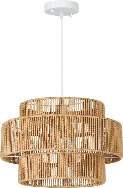 HOMCOM Pendelleuchte im Boho-Stil mit E27 Fassung und Lampenschirm aus Rattan in Hellbraun für Küche und Esszimmer - Bild 1