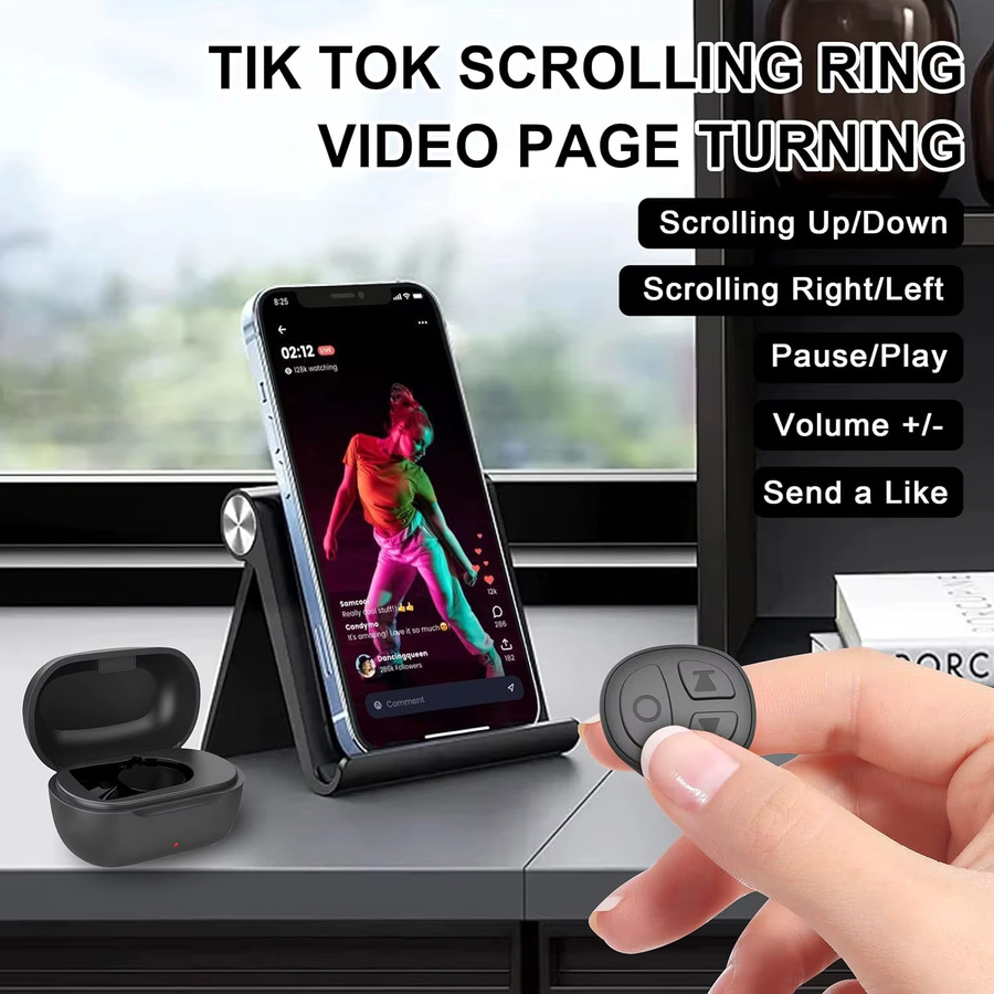 GITFOS Scrolling Ring Kabelloser Finger-Shutter Bluetooth Handy-Controller in Schwarz - Bild 4