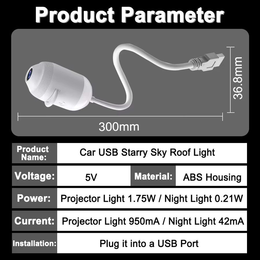 XMSJ 3-in-1 USB-Sternenhimmel-Projektorlampe mit Touch-Steuerung und einstellbarer Helligkeit in Weiß - Bild 6