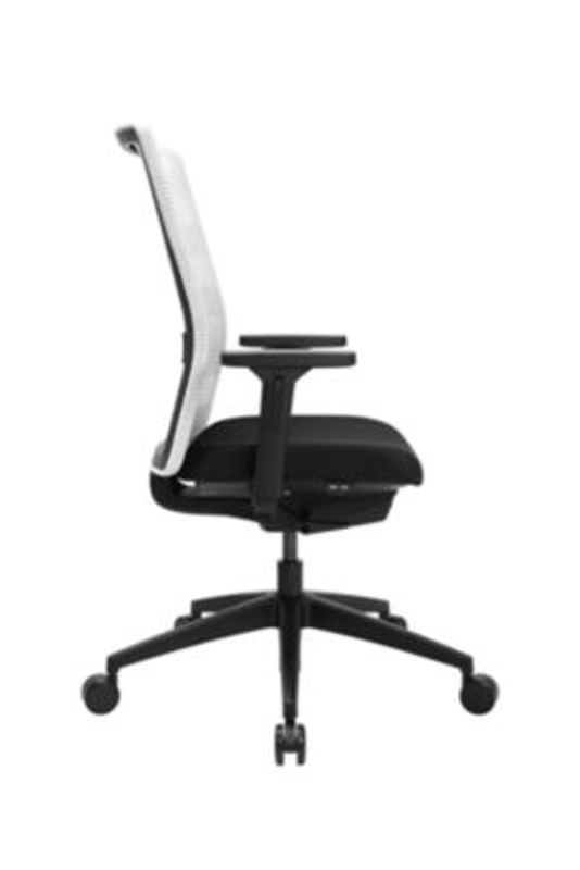 Topstar Bürostuhl AirWork mit Armlehnen, Auto-Synchronmechanik, Muldensitz und Netzrücken mit Lordosenstütze, weiß/schwarz - Bild 2