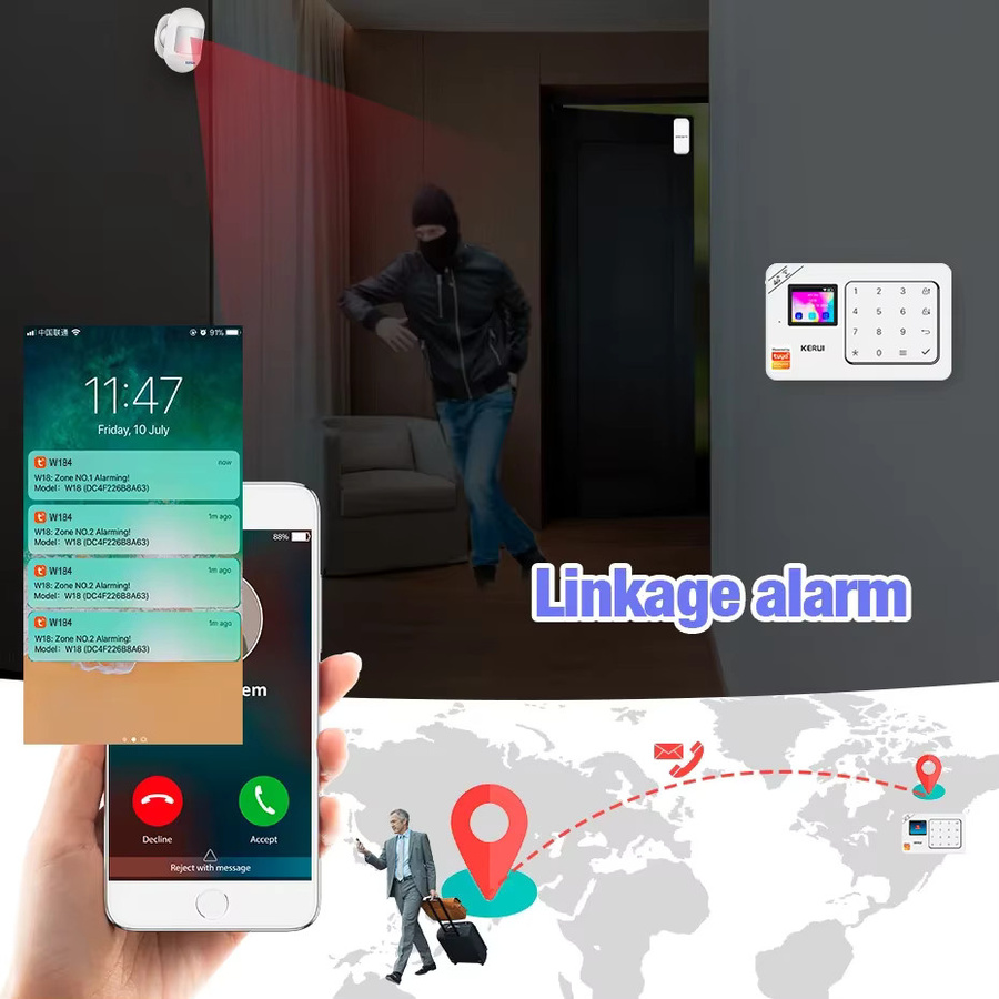 KERUI Home Alarm System W184 Tuya Smart Home Sicherheitssystem mit 4G/WiFi, Alexa-Unterstützung und PIR Bewegungssensor, Weiß - Bild 2