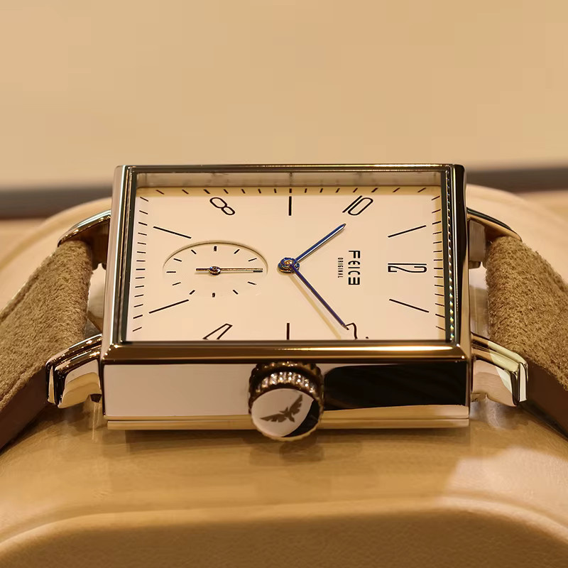 FEICE Armbanduhr Automatik, eckig, Schwarz, Leder, Herren - Bild 2