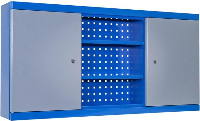 Güde Wandschrank 1200/1 aus Stahl mit Türen und Schloss in Grau und Blau, B: 120 cm, H: 210 cm - Bild 1