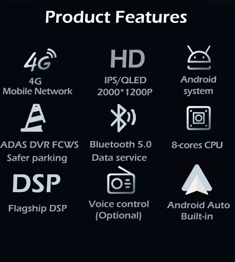 Android 16 Autoradio für Fiat Panda 2013-2020 mit kabellosem CarPlay, GPS-Navigation, Bluetooth und Multimedia-Videoplayer in Schwarz - Bild 2