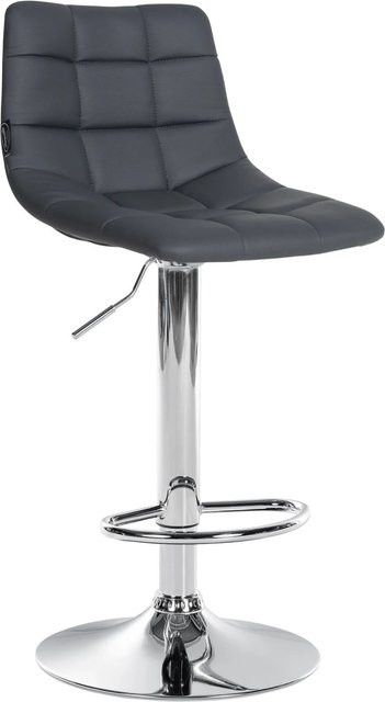 DELUKE Barhocker DUBAI Barstuhl mit Lehne aus Kunstleder in Grau und Chrom-Gestell, B/T/H: 43,0 x 46,5 x 108,5 cm - Bild 1