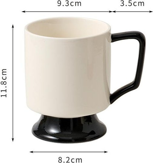 Keramiktasse mit Kelchmuster von Yiran Furniture in Weiß, 350,5 ml - Bild 1
