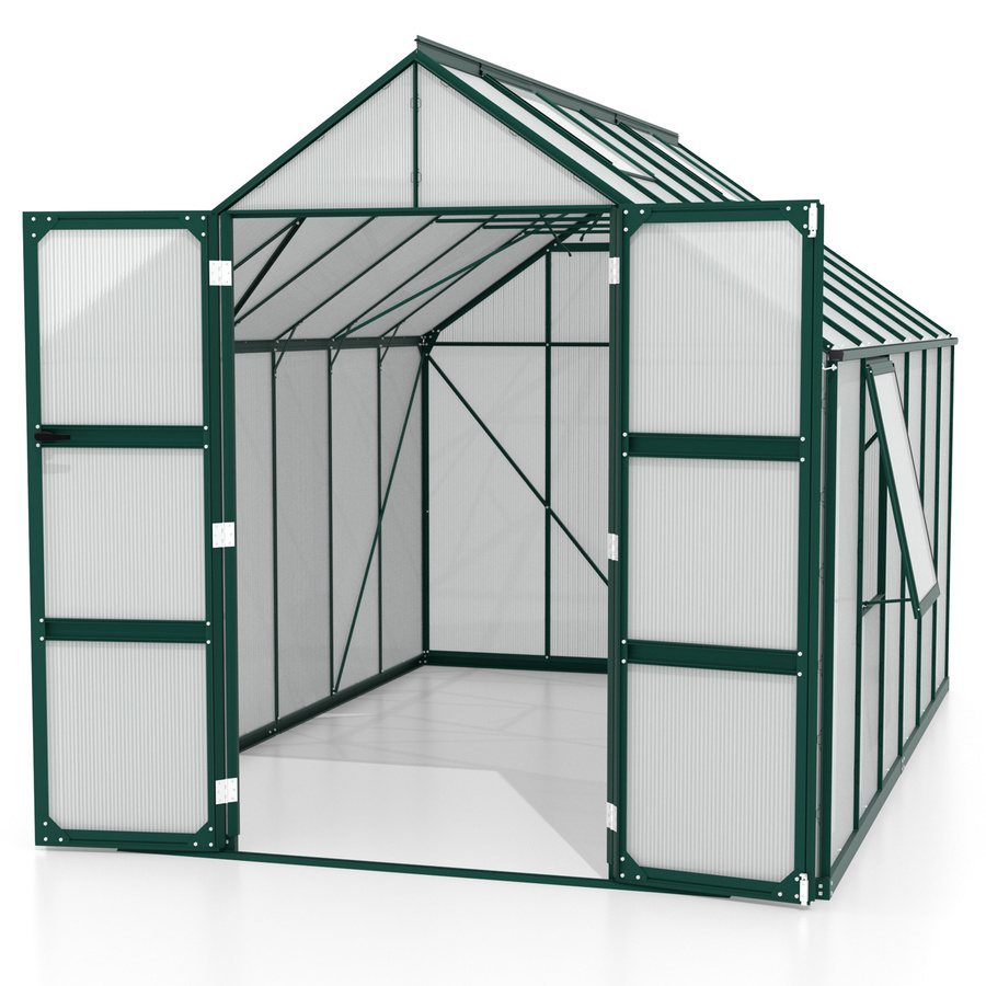 Vitavia Gewächshaus Olymp 9900 in Smaragdgrün mit 9,9 m² Fläche, Polycarbonat-Platten und Doppelschwingtür - Bild 2
