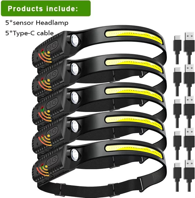 XIWANGFIRE COB LED Bewegungsmelder Scheinwerfer mit USB wiederaufladbarem Akku in Schwarz für Outdoor, Camping und Angeln - Bild 1