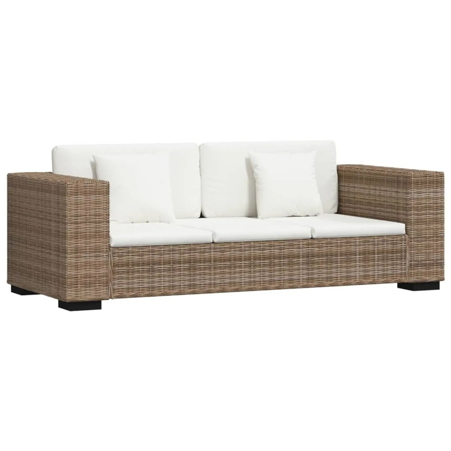 vidaXL 8-teiliges Gartenmöbel-Set aus Echt Rattan und Holz in Beige mit Polsterung - Bild 2
