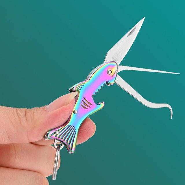 Lunchi Zahnstocher-Klappmesser aus Edelstahl mit Flaschenöffner in Mehrfarben - Bild 1