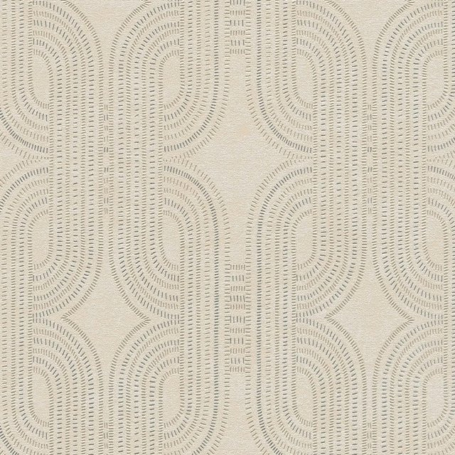 PROFHOME Retro Tapete Grafisch mit metallischen Akzenten in Beige und Grau, Vlies-Tapete, Breite: 0,53 m, Länge: 10,05 m - Bild 1