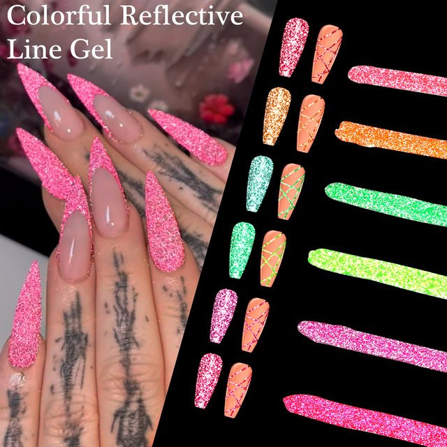 Misscheering Nagellack-Set, Glitzer-Linien-Gel, 3 Stk, Schimmernd - Bild 1