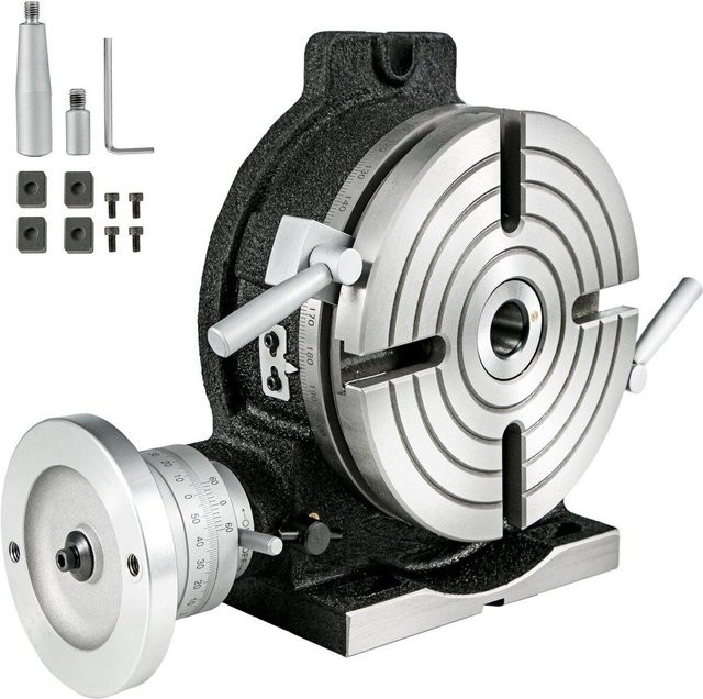 Buying Solutions MB Präzisions-Drehtisch HV8 8 Zoll für 3MT Fräsbohrmaschinen mit Noniusablesung, Horizontal und Vertikal, Farbe: Silber - Bild 1