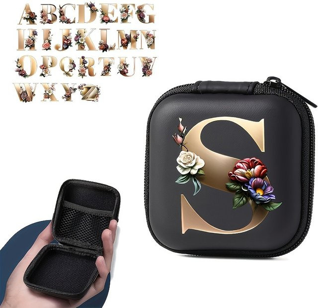 Hartschalen-Etui mit Bär-Design für Kopfhörer, Datenkabel und Ladegeräte in Schwarz - Bild 1