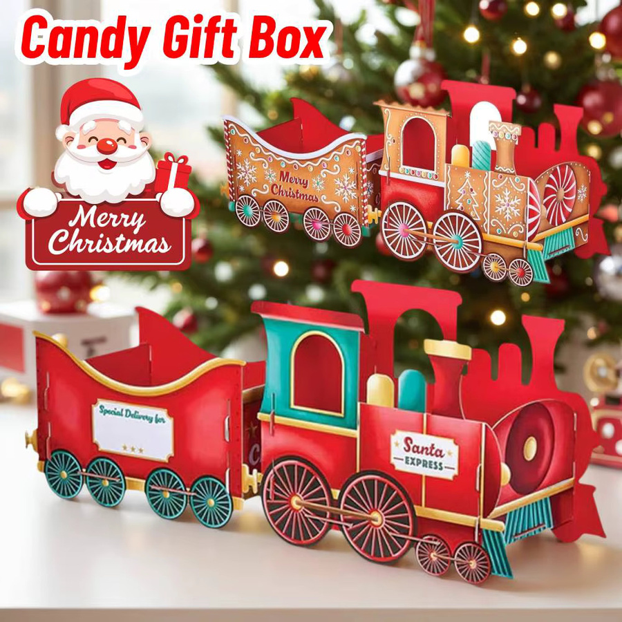 APWIKOGER Weihnachtszug Dekoration in Rot als festliche Geschenkbox für Süßigkeiten und Weihnachtsgeschenke - Bild 2