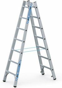 Zarges Coni B LM-Stehleiter aus Aluminium in Silber mit 2 x 7 Sprossen und Gummifüßen - Bild 1