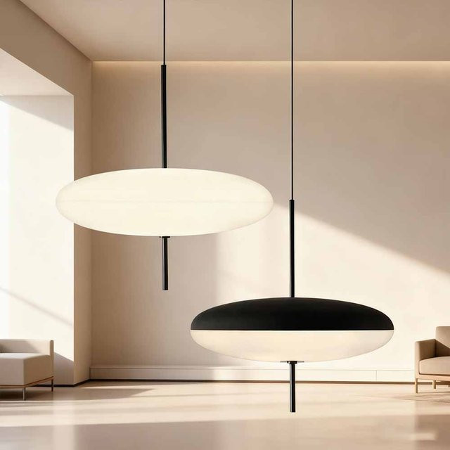 Moderne LED-Pendelleuchte von CETANT im runden Design, Schwarz oder Weiß, für Wohnzimmer, Esszimmer und Home Office - Bild 1