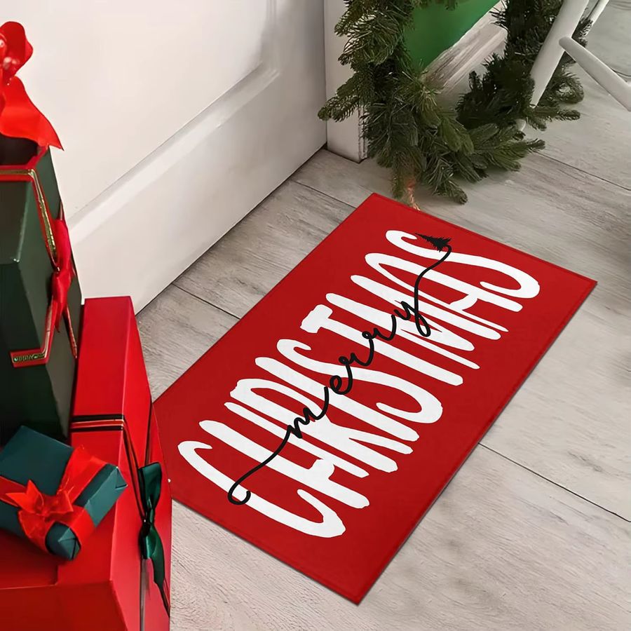VIKAMA Weihnachtliche Fußmatte in Rot für Eingang, Küche oder Badezimmer - Bild 3