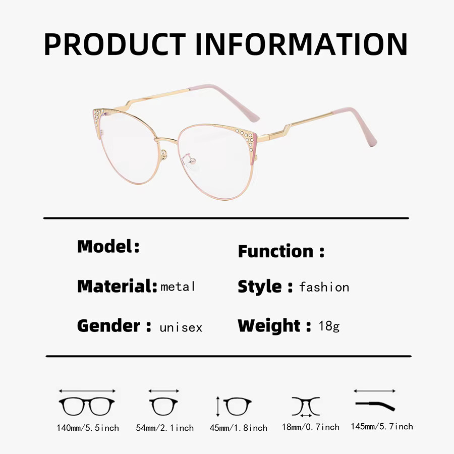 RELEN Korrektionsbrille Cat-Eye, Metall, Vollrand, Gold, Damen - Bild 2