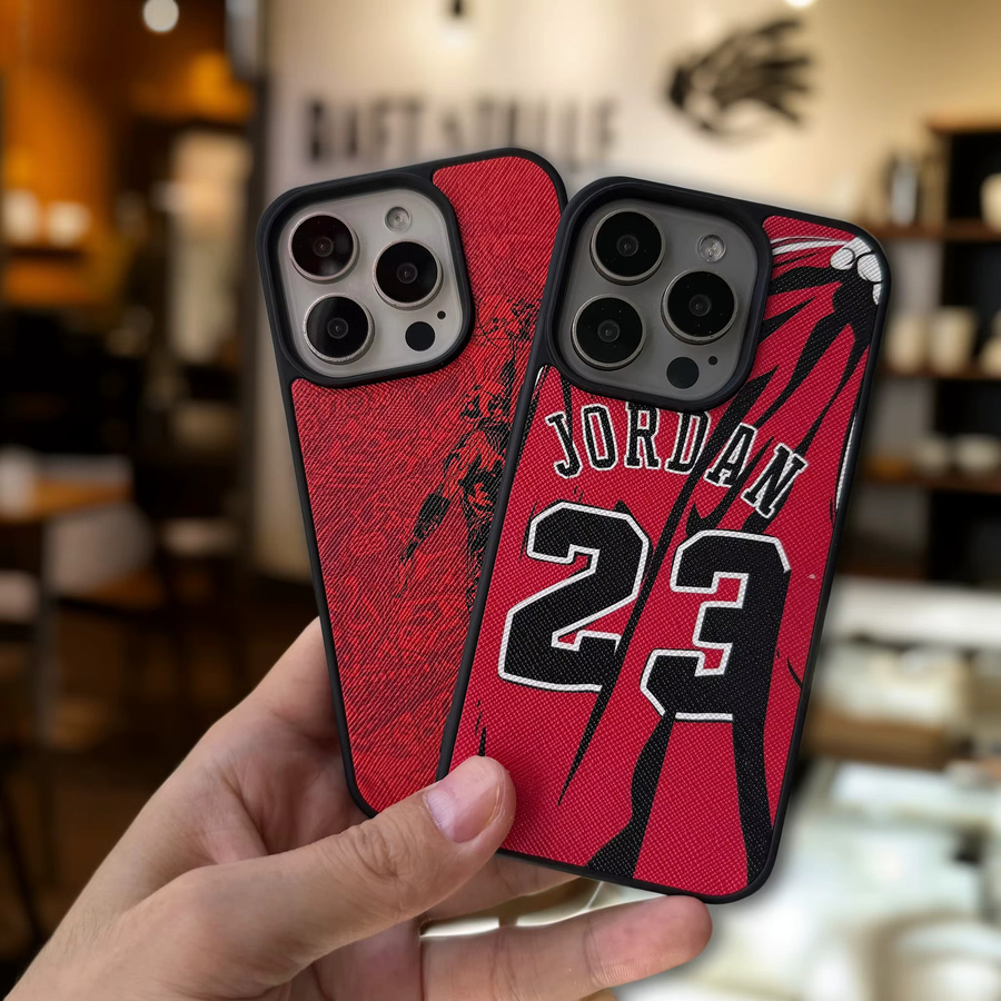 Luxuriöse Leder-Handyhülle im Basketball-Trikot-Design für Samsung Galaxy S25, S24 und S23 Ultra Plus in Rot - Bild 3