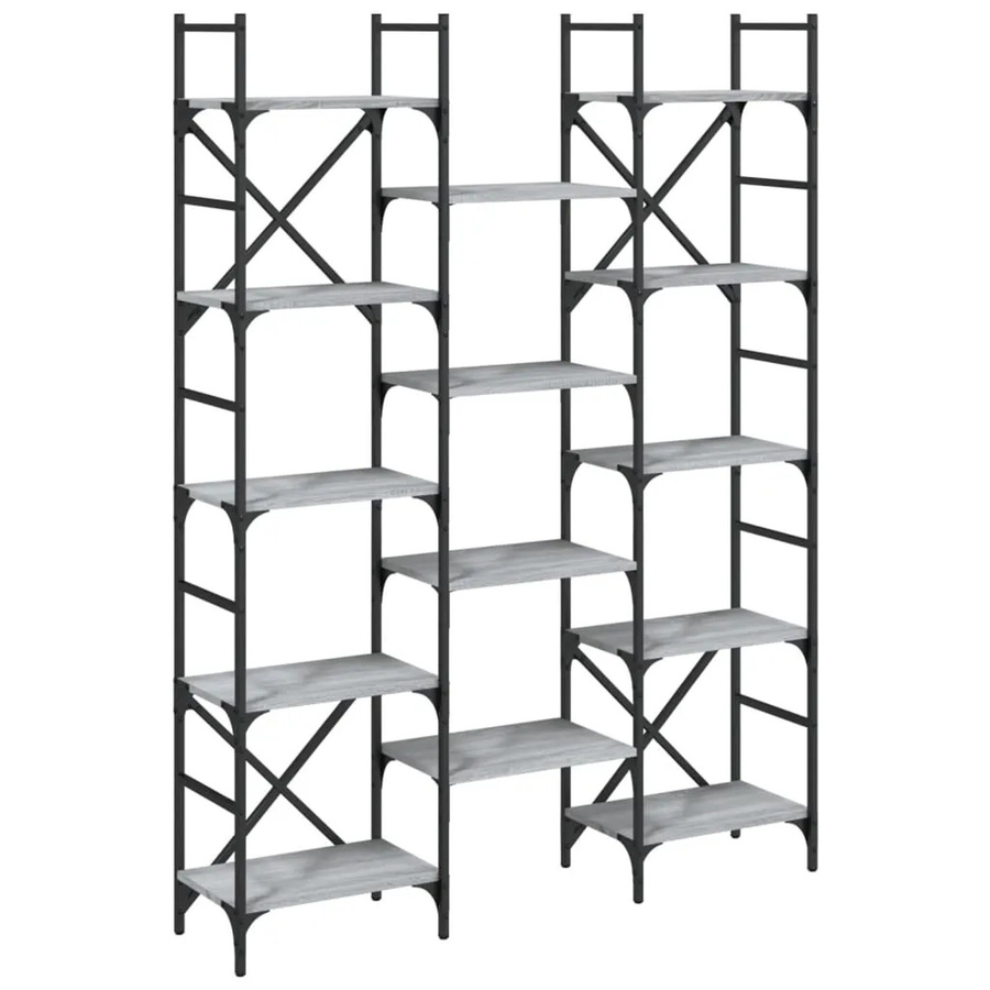 vidaXL Bücherregal in Grau Sonoma, modernes Standregal aus Holzwerkstoff für Wohnzimmer, Schlafzimmer oder Home Office, B/T/H: 127,5 x 28,5 x 172,5 cm - Bild 2