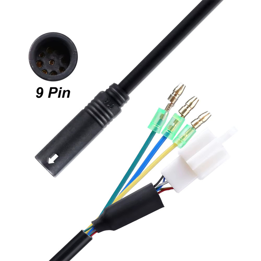 Wasserdichtes 9-PIN-Motorkabel-Verlängerungskabel für E-Bike Vorderradnabenmotoren in Schwarz - Bild 2