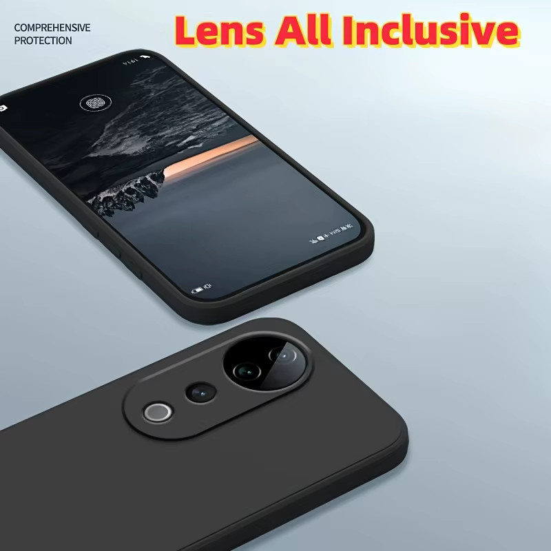 Stoßfeste Flüssigsilikon-Handyhülle für Vivo V50 Lite / V50 in Schwarz und Lila - Bild 2