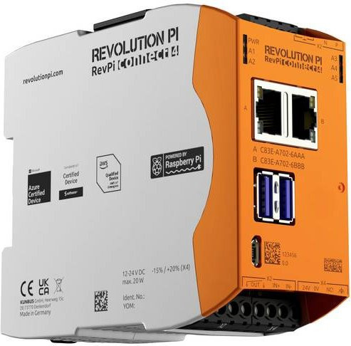 Kunbus RevolutionPi Connect 4 PR100376 SPS-Erweiterungsmodul in Weiß mit Ethernet/LAN, USB-C, Micro-USB und HDMI - Bild 1