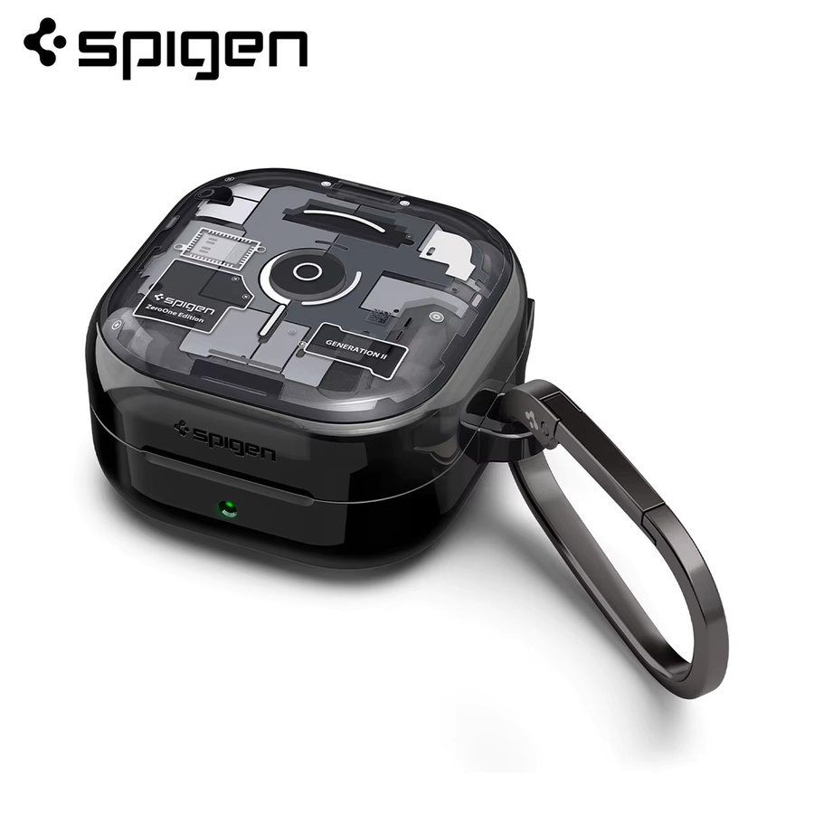 Spigen Ultra Hybrid Zero One Schutzhülle für Samsung Galaxy Buds4 Pro und Buds4 in Schwarz mit Schlüsselanhänger - Bild 2