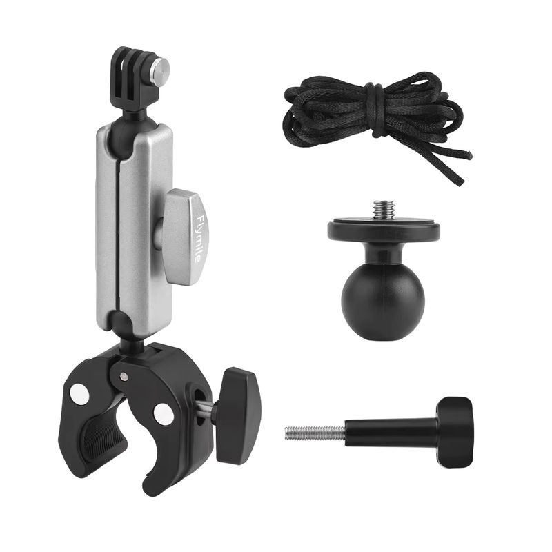 Fahrradhalterung als Motorrad-Lenkerklemme für DJI Osmo Action 4/5 Pro, Pocket 3/4 und Insta360 Ace Pro 2/X4/X5 in Schwarz - Bild 5