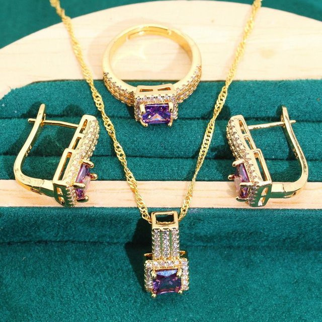 YIRAN Schmuckset, Kupfer, Gold, Zirkonia, Unisex - Bild 1