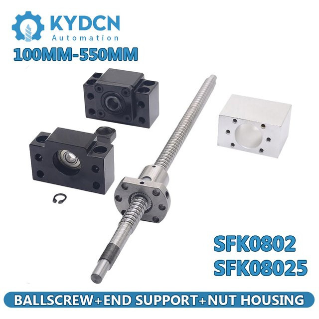 KYDCN Kugelgewindetrieb mit Mutter und Gehäuse in Silber, Durchmesser: 8 mm, Länge: 80 mm bis 550 mm - Bild 1