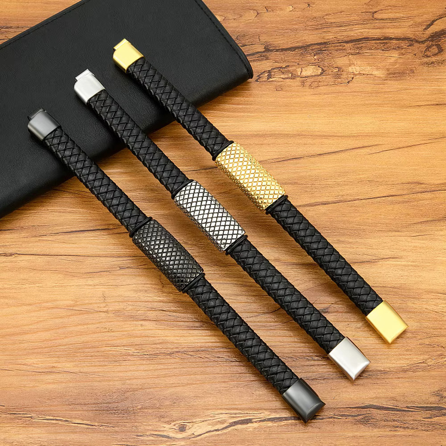 TYO Armband, Leder, Edelstahl, Magnet Schnalle, Herren - Bild 1