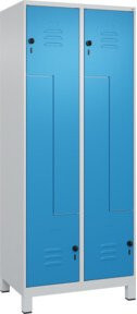 C+P Z-Spind Classic PLUS mit 4 Fächern, Füße, Sicherheits-Drehriegel, Grau/Blau, H x B x T: 195 x 80 x 50 cm - Bild 1