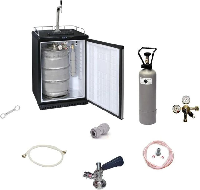 Ich-Zapfe Fassbierkühlschrank mit Bierzapfanlage und Schanksäule, Schwarz, 50 l - Bild 1