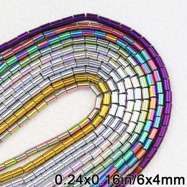 JHNBY Perlen Hämatit Naturstein, Zylinder Rohr, 6x4mm, Unisex - Bild 1