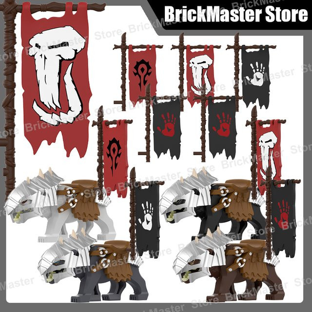 BRICKPANDA Mittelalterliche Ritter Schlachtflagge mit Wolf und Rüstung als DIY Baustein Set in Mehrfarbig - Bild 1