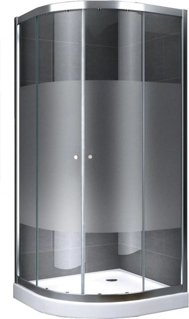 Dein Bau Projekt Duschkabine Viertelkreis Quadrant mit Schiebetür, Glas teilsatinierte Optik, B: 80 cm, T: 80 cm, H: 190 cm - Bild 1