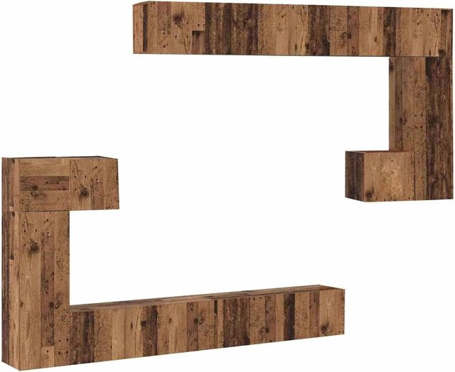 vidaXL TV-Einheiten Wandmontiert 4-teilig aus Altholz und Holzwerkstoff in Braun - Bild 1