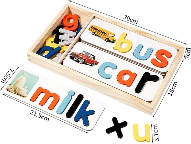 Holz Alphabet Rechtschreib-Puzzle, Zuordnungsspiel, ab 3 Jahre - Bild 1