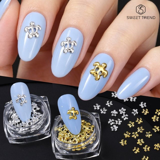 SWEET TREND Nagelcharms Schildkrötenmuster, Gold Silber, Metallic, 2 Flaschen - Bild 1