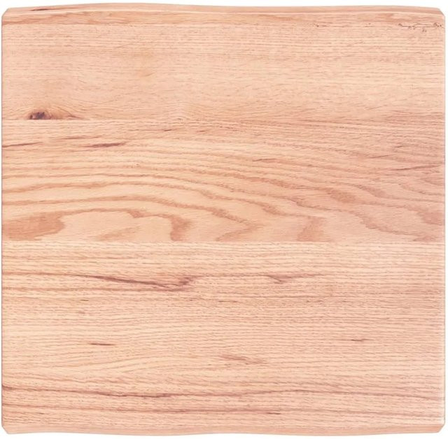 vidaXL Tischplatte aus massivem Eichenholz in Hellbraun mit Baumkante, lackiert, B/T: 60 x 60 cm, Höhe: 2-6 cm - Bild 1