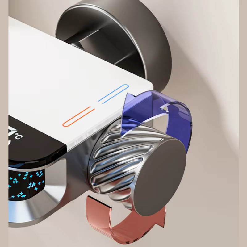 Digitales Badezimmer-Duschset mit LED-Licht und Mischbatterie für Warm- und Kaltwasser in Grau und Silber - Bild 3
