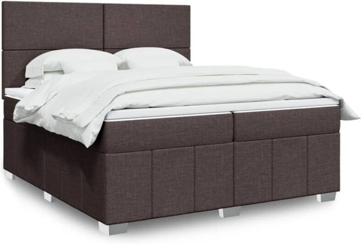 vidaxl Boxspringbett mit Matratze in Braun aus Stoff, B/T/H: 200 x 200 x 140,5 cm - Bild 1