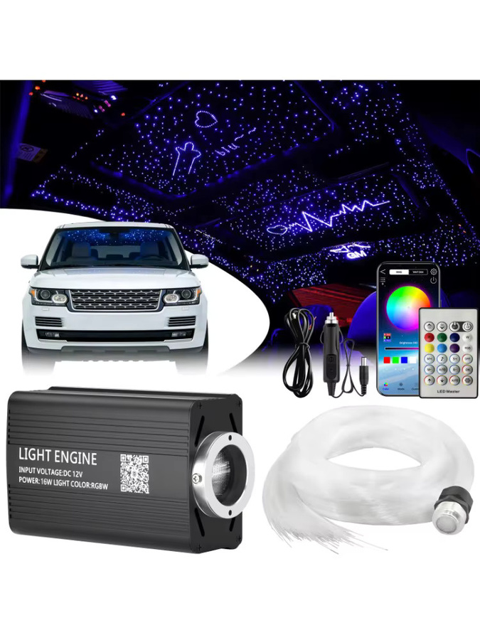 VASTFIRE Mini 16W RGBW Glasfaser-Beleuchtung in Multicolour mit App-Steuerung und Musikaktivierung für Auto und Zuhause - Bild 6