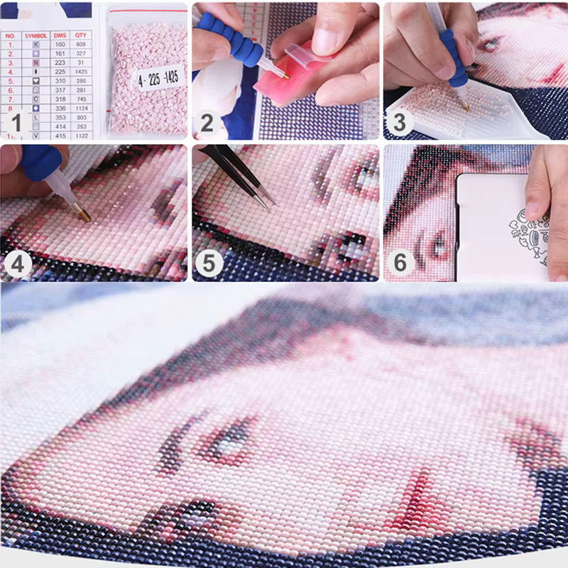GATYZTORY DIY Diamantmalerei Set mit individuellem Foto als 5D Kreuzstich Mosaik Kit in Mehrfarbig mit runden Kristallen aus Kunststoff - Bild 2